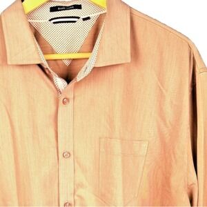 Easy Care Mens Dress Shirt XXL Tan Brown Long Sleeve Bamboo Blend Button Up